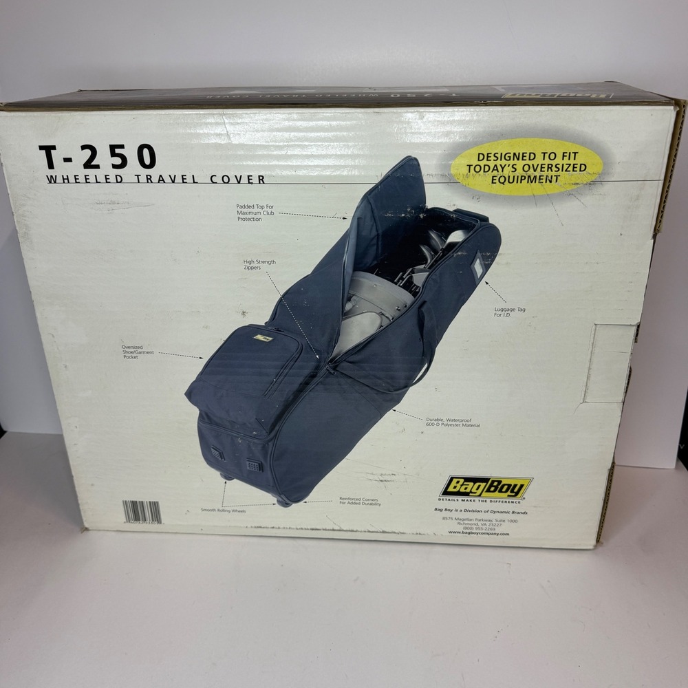 Bag Boy T-250 Wheeled Golf Travel Cover Black Waterproof 600D Polyester New
